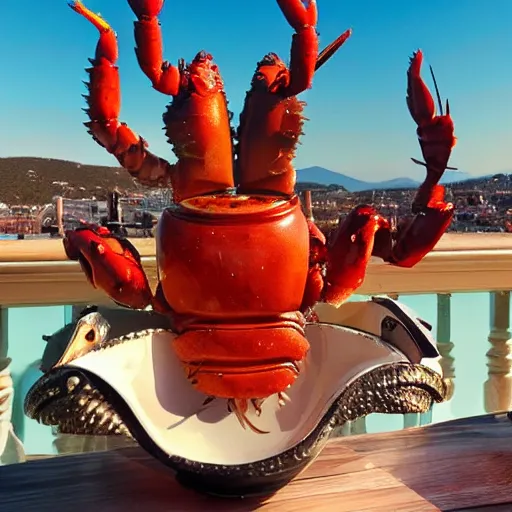 Image similar to lobster smoking gaudi style