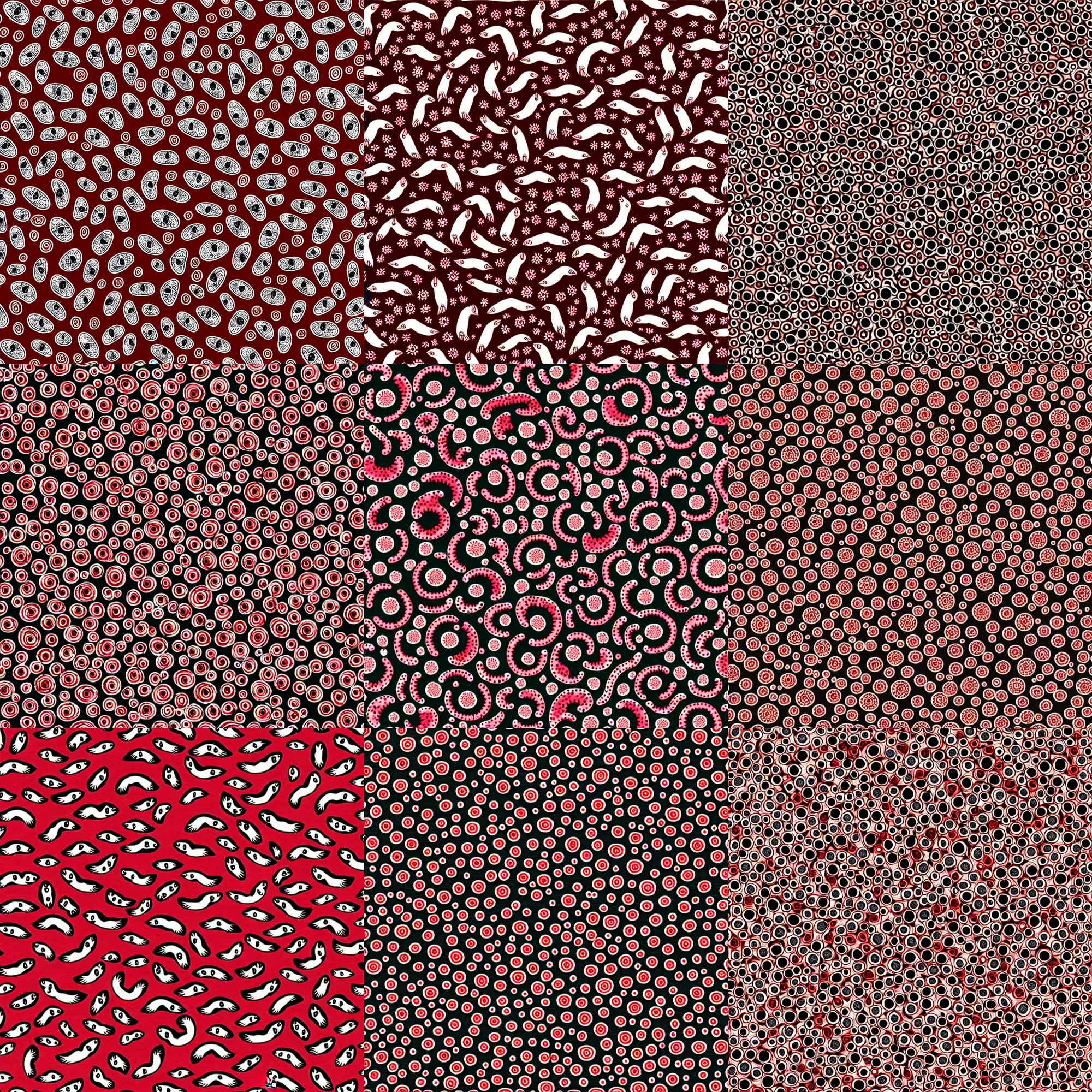 Image similar to weasel / stoat / ermine / ferret / mustelid, red - black, mandala