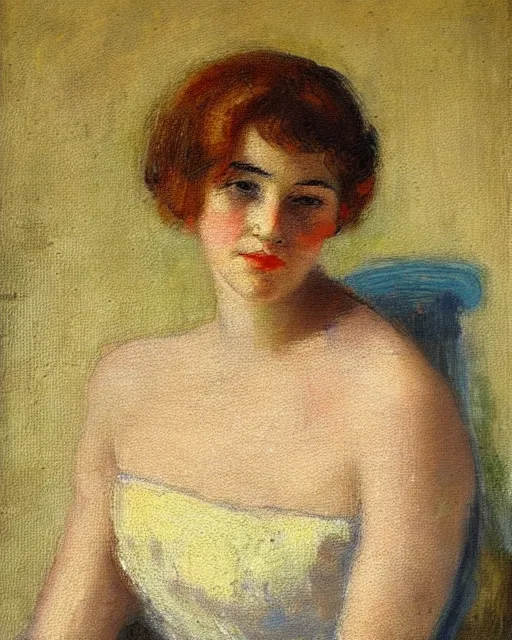 Image similar to impressionist portrait of a young woman, french art