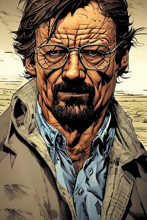 Image similar to character art by mike deodato, walter white, absolute chad