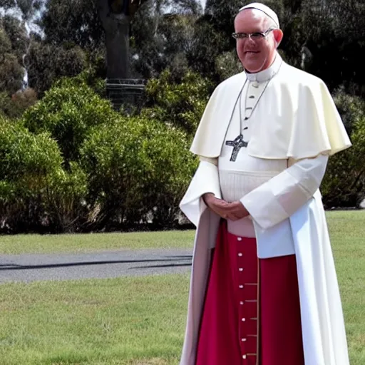 Prompt: scott morrison dressed as the pope