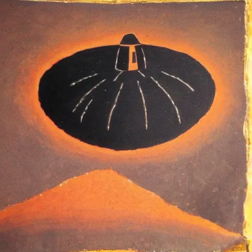 Image similar to cave painting of a ufo