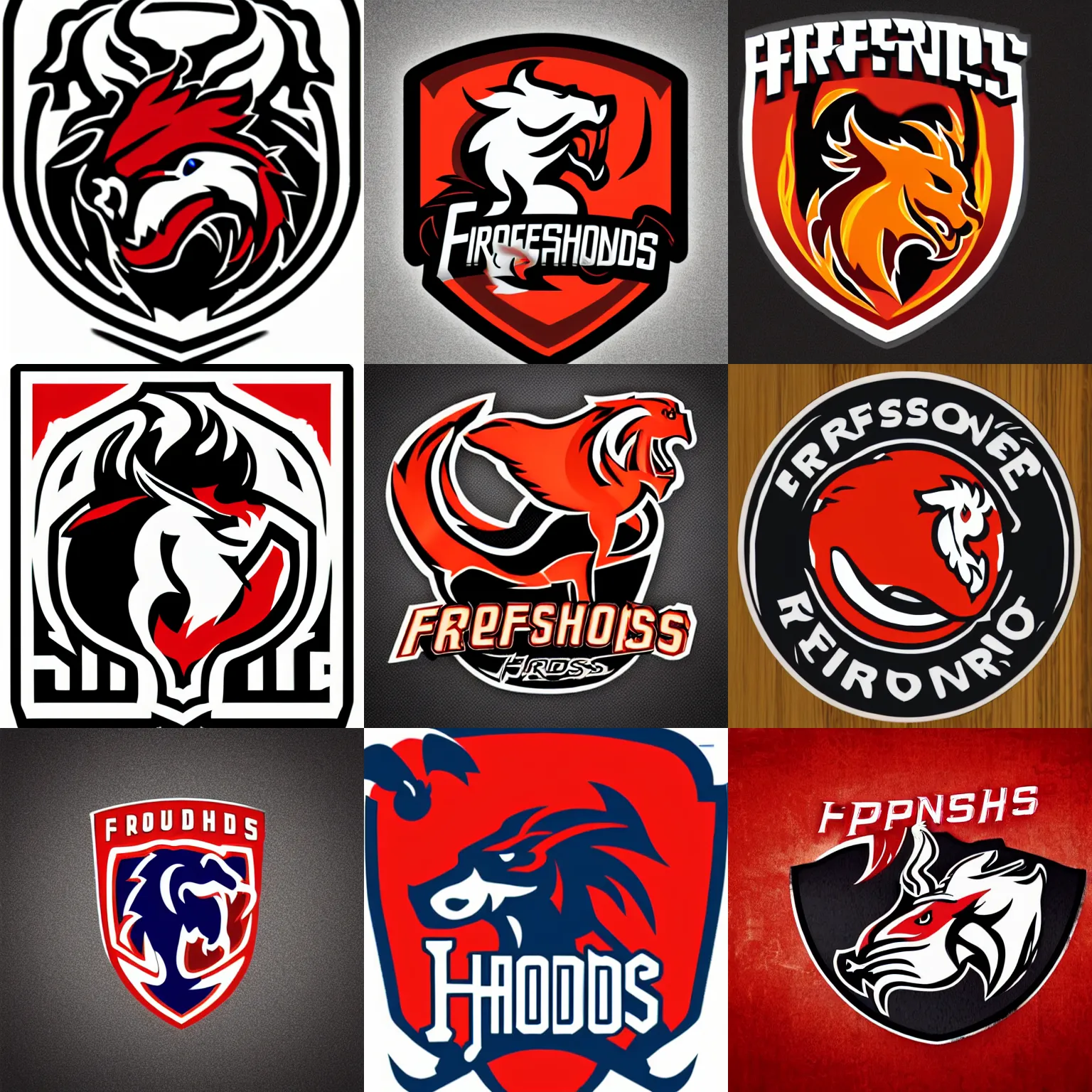 Prompt: professional logo, for a sports team, firehounds, no text