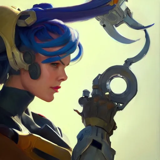 Image similar to greg manchess portrait painting of alice zuberg as overwatch character, medium shot, asymmetrical, profile picture, organic painting, sunny day, matte painting, bold shapes, hard edges, street art, trending on artstation, by huang guangjian and gil elvgren and sachin teng