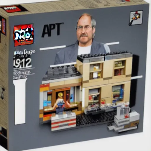 Image similar to 1 9 7 6 apple garage lego set with steve jobs and steve wozniak