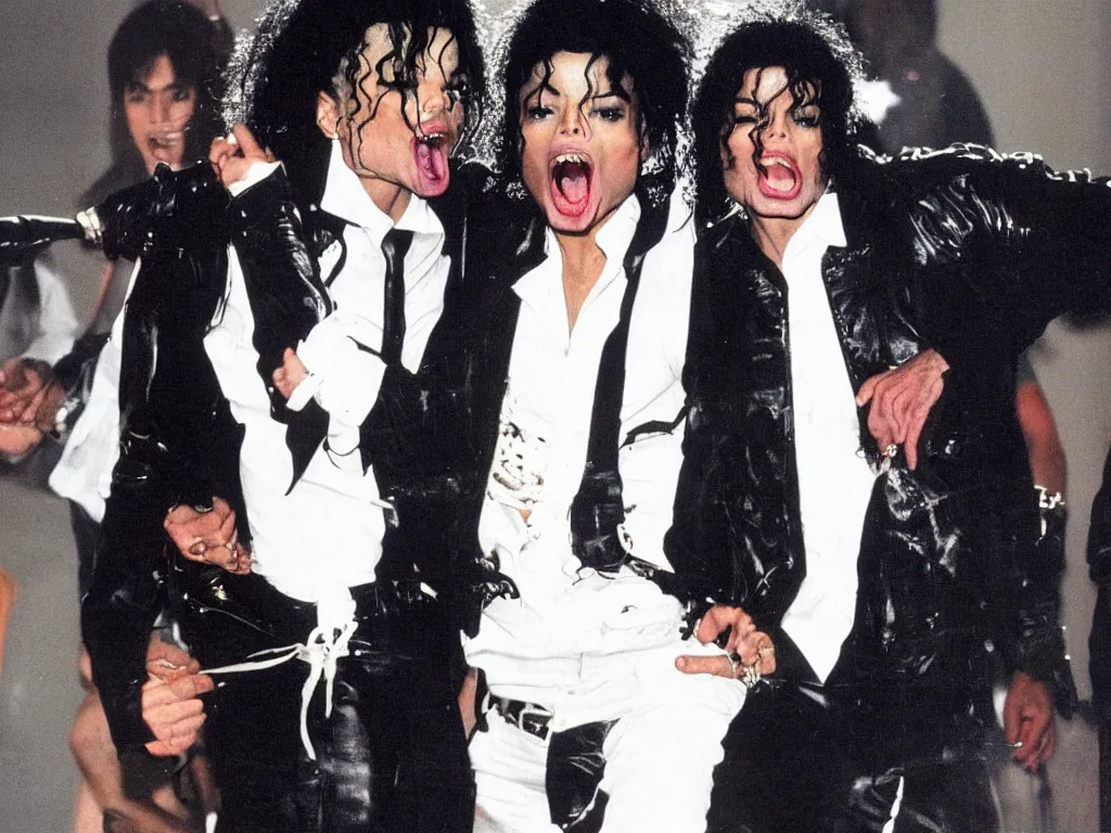 Prompt: michael jackson with an obscenely long tongue early 90s net art