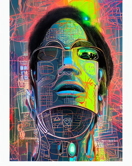Prompt: a cyberpunk portrait of horus by jean - michel basquiat, by hayao miyazaki by artgerm, highly detailed, sacred geometry, mathematics, snake, geometry, cyberpunk, vibrant, water