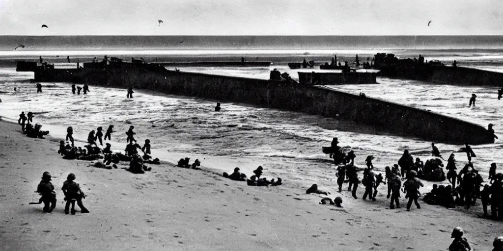 Prompt: omaha beach, ww 2