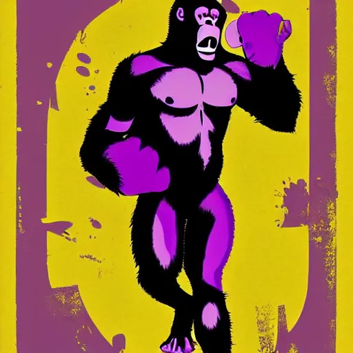 Prompt: purple ape poster