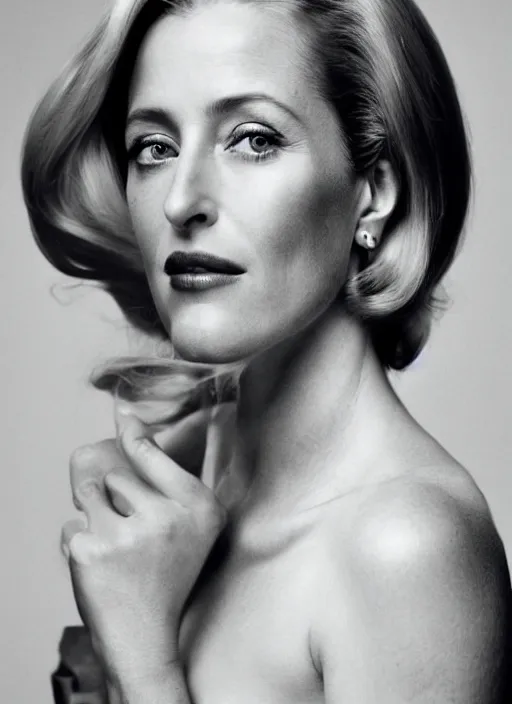 Image similar to a portrait of gillian anderson by mario testino, head shot, award winning, cover of vogue 1 9 5 0, 1 9 5 0, 1 9 5 0 s style, 1 9 5 0 s hairstyle, sony a 7 r