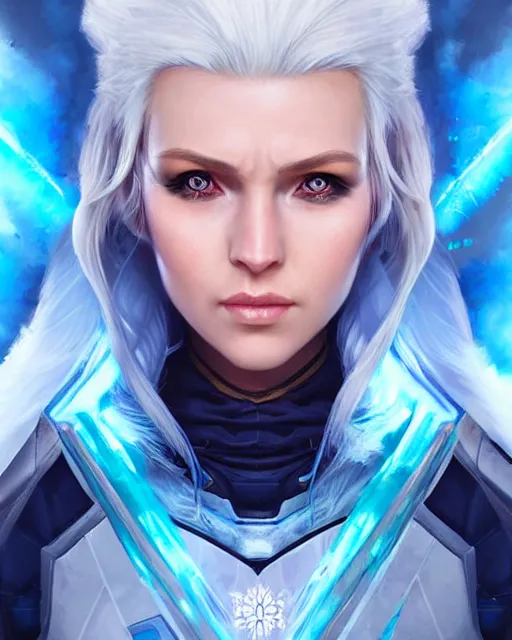 Image similar to The Ice Queen as an Apex Legends character digital illustration portrait design by, Mark Brooks detailed, soft lighting