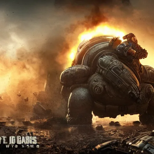 Image similar to a 'Blastoise Tank' in 'Gears of War', splash art, movie still, cinematic lighting, detailed face, dramatic, octane render, long lens, shallow depth of field, bokeh, anamorphic lens flare, 8k, hyper detailed, 35mm film grain