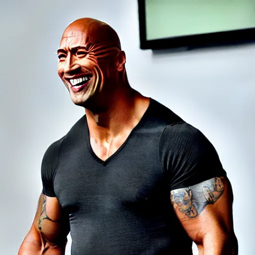 Image similar to Dwayne the rock Johnson laughing