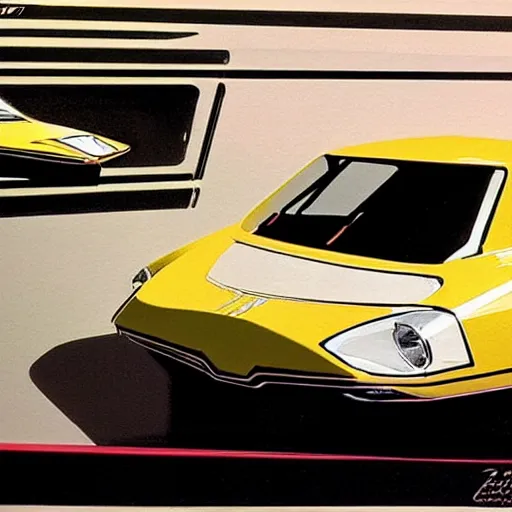 Image similar to concept art of a teeny tiny car, painted by syd mead, high quality