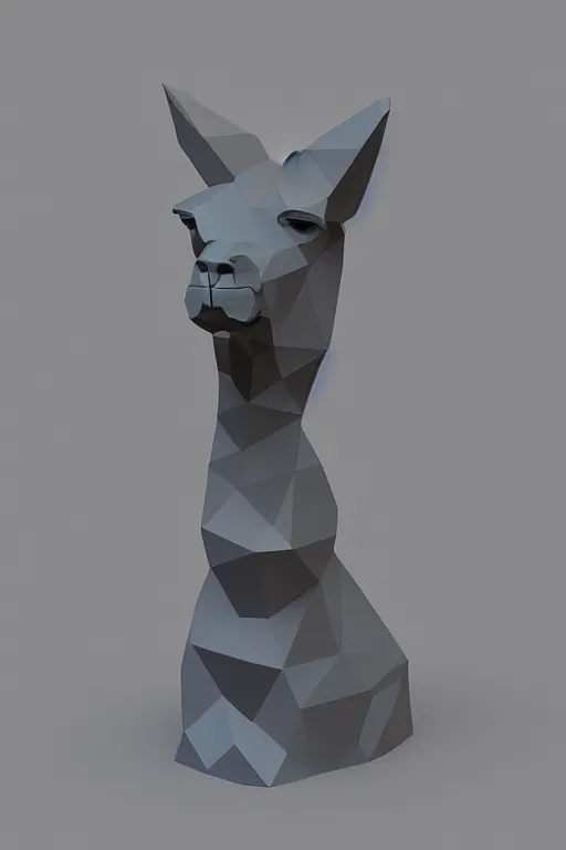 Prompt: vivid 3D animated designscapes with bursts of radiant particles–building an ethereal minimal space sculpture of a lowpoly llama bust, professional concept art, trending on artstation, geometric, lowpoly llama face