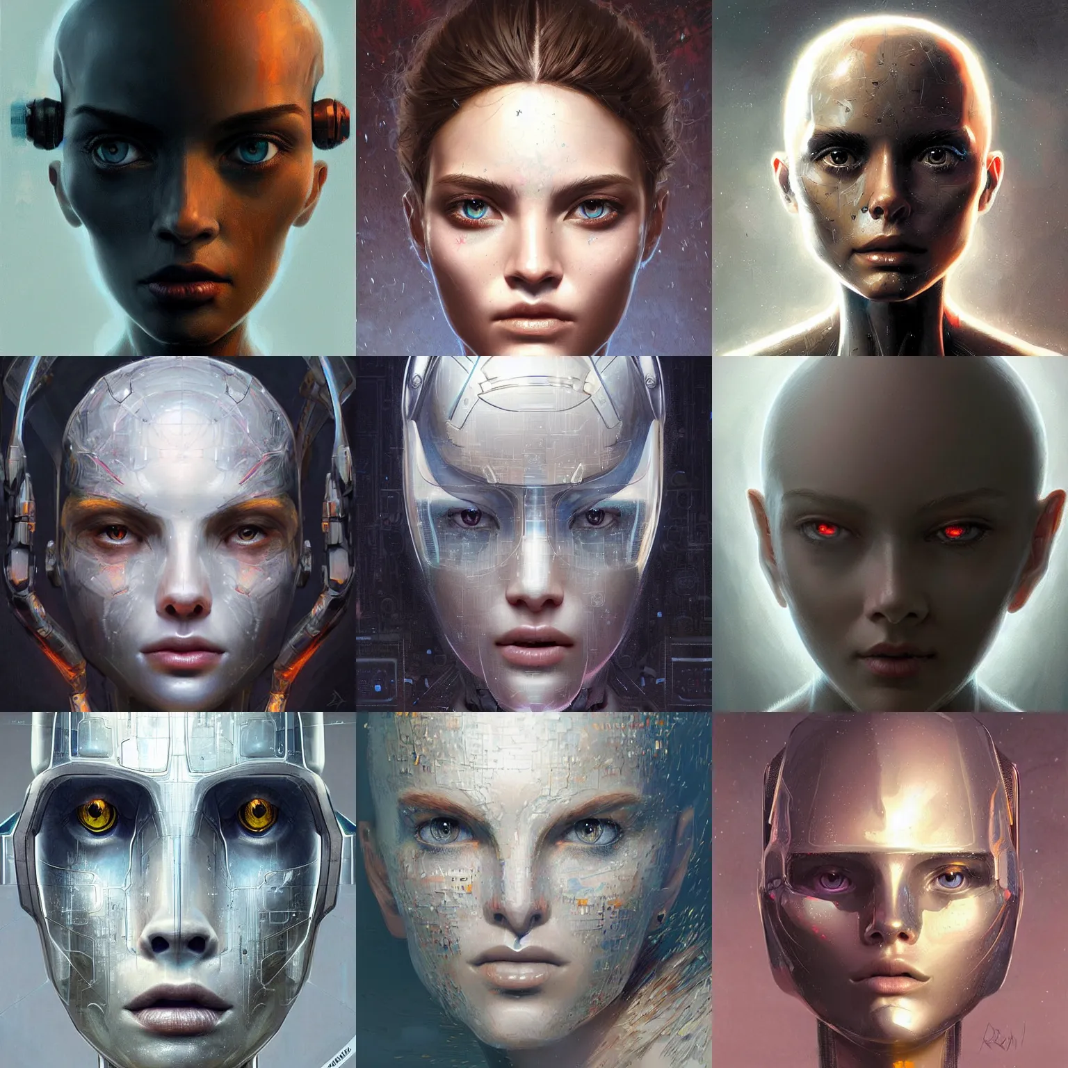 Prompt: a magical robot head, artificial intelligence, highly detailed, digital painting, smooth, sharp, beautiful face, expressive eyes, art by greg rutkowski and alex gray