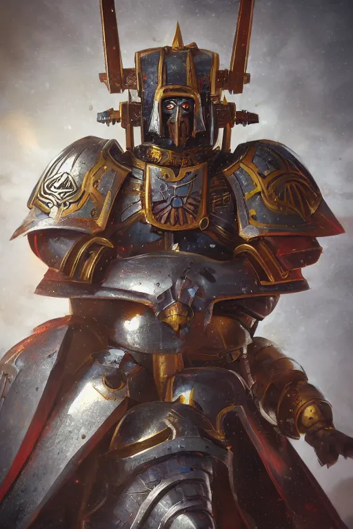 Image similar to armor portrait heros warhammer 4 0 k horus heresy fanart - the primarchs emperor by johannes helgeson animated with vfx concept artist & illustrator global illumination ray tracing hdr fanart arstation zbrush central hardmesh 8 k octane renderer comics stylized