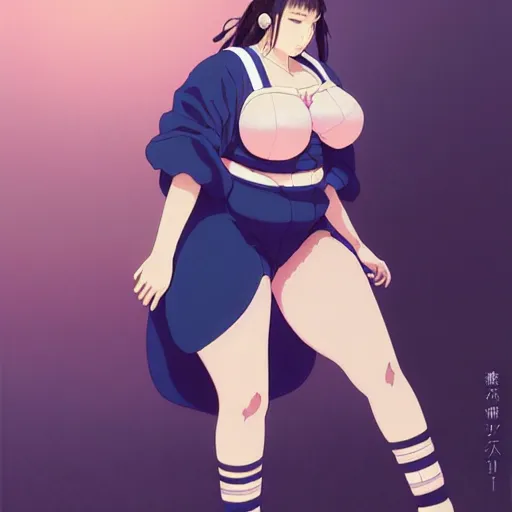 Image similar to a beautiful plus sized model japanese natalie portman, alluring plus sized model, wearing mayan leotard with overalls, street fashion hip hop style with mayan patterns, aztec street fashion, gapmoe yandere grimdark, trending on pixiv fanbox, painted by greg rutkowski makoto shinkai takashi takeuchi studio ghibli, akihiko yoshida