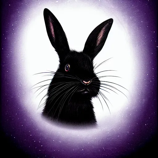 Image similar to cute black rabbit portrait, colorful background, fantasy art, concept, art, computer art, high detail, 4 k