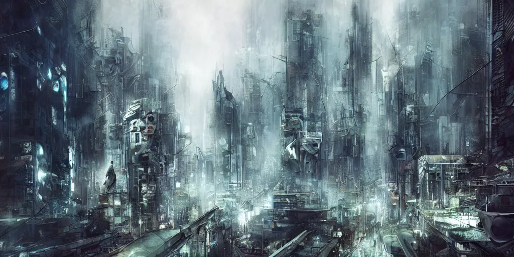 Prompt: Dystopian city, by ryohei hase