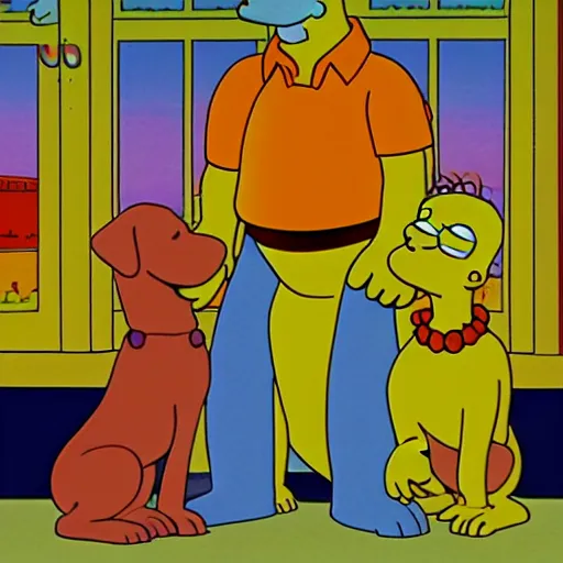 Image similar to a four-headed dog. A film still from the simpsons