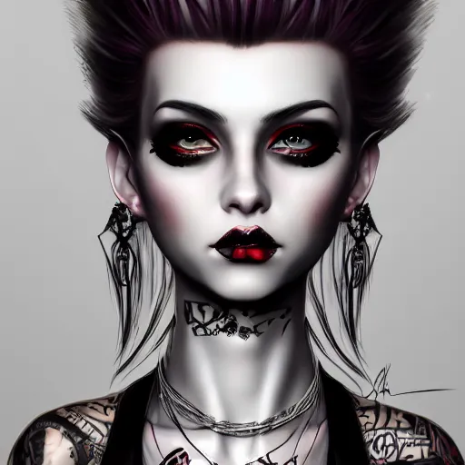 Image similar to a portrait of a beautiful punkrock girl, art by saruei, digital art, highly detailed, intricate, sharp focus, Trending on Artstation HQ, deviantart, unreal engine 5, 4K UHD image