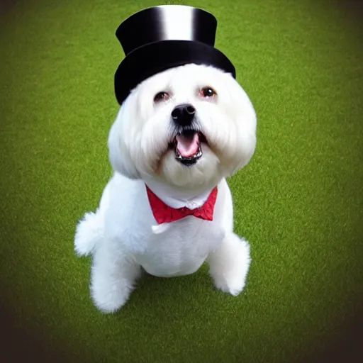 Prompt: funny looking dog wearing a top hat