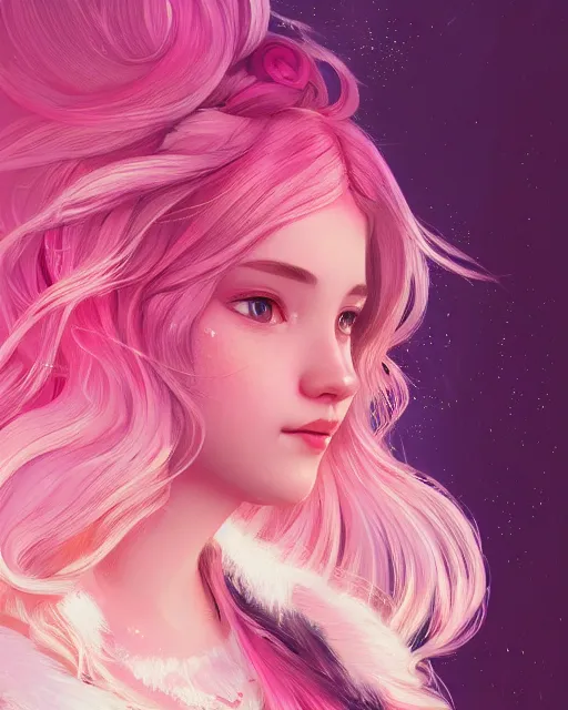 Prompt: beautiful norwegian girl pink blob hair, cute, intricate, highly detailed, digital painting, trending on artstation, concept art, smooth, sharp focus, backlit, rim light, vivid colors, illustration, unreal engine 5, 8 k, art by rossdraws and alphonse mucha