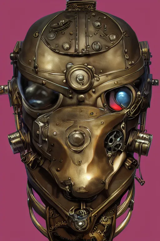 Image similar to steampunk helmet fantasy art mask robot ninja stylized digital illustration sharp focus, elegant intricate digital painting artstation concept art global illumination ray tracing advanced technology chaykin howard and campionpascale and cooke darwyn and davis jack