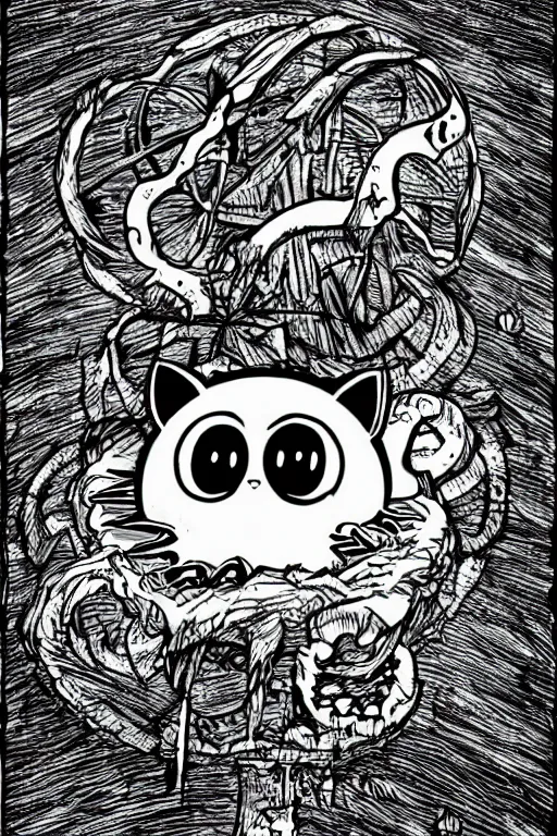 Prompt: JigglyPuff Nightmare Orb from lovecraft picture in the style of Jansson, Alexander