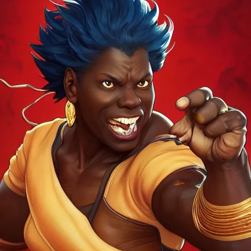 Prompt: leslie jones as dhalsim street fighter, 4 k, ultra realistic, detailed focused art by artgerm and greg rutkowski and alphonse mucha