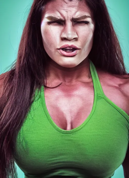 Image similar to A full portrait photo of real-life women hulk, f/22, 35mm, 2700K, lighting, perfect faces, award winning photography.