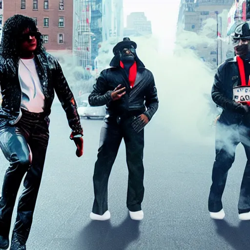 Image similar to michel jackson with pop smoke in nyc 2 0 2 2, ultra realistic, cinematic, real