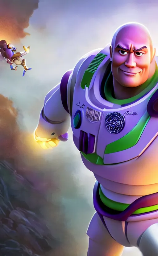 Image similar to dwayne johnson as buzz lightyear, dynamic lighting, photorealistic fantasy concept art, trending on art station, stunning visuals, creative, cinematic, ultra detailed