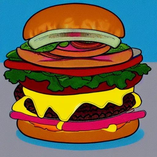 Prompt: God eats burger