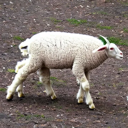 Image similar to lamb and goat fused as one, scientific photo