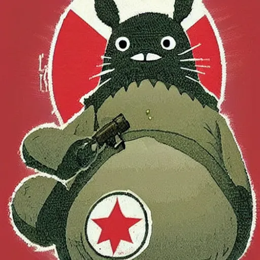 Image similar to very very very very very beautiful picture of communist russian Totoro,