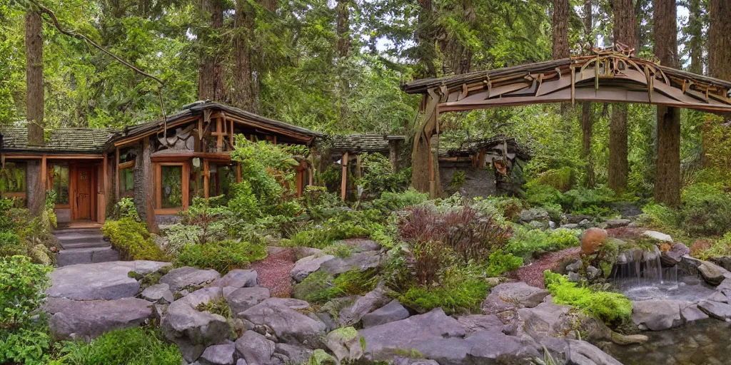 Image similar to residence in the style of rivendell, washington state