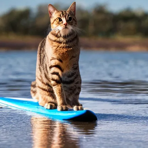 Image similar to a cat doing paddlesurf