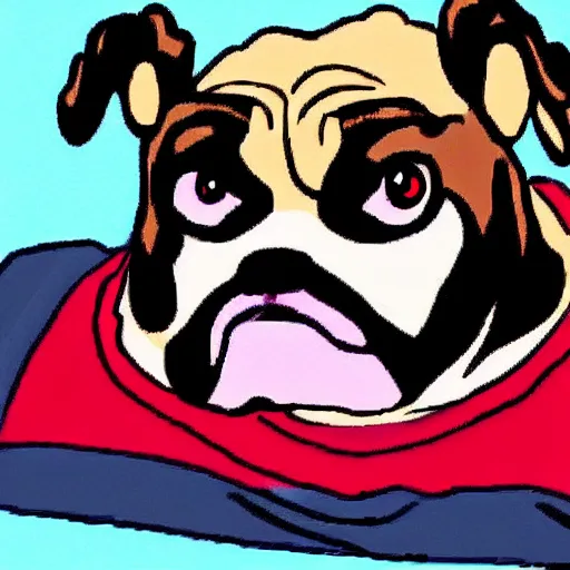 Prompt: a cartoon of a bulldog crying big exaggerated tears - n 4