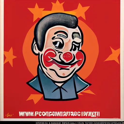 Prompt: communist clown portrait, soviet propaganda art style