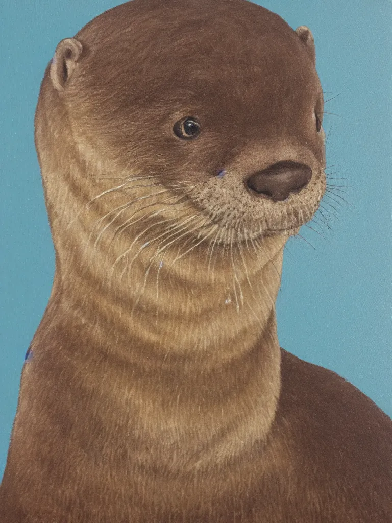 Image similar to Portrait of an otter in naval uniform. Oil on canvas, 8k resolution.