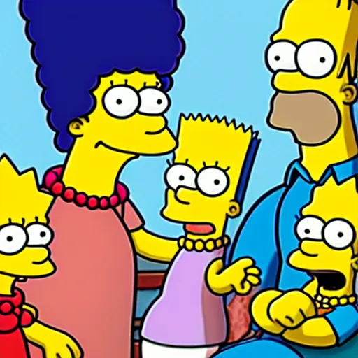 Image similar to portrait of the simpsons, real life! sharp focus