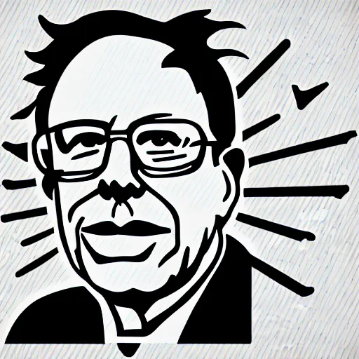 Prompt: bernie sanders, digital art, iconic icon, 2 d vector logo, cartoon, t - shirt design