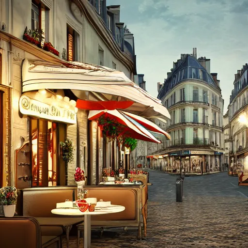 Image similar to 8 k hd detailed octane render of a parisian cafe in the 1 8 0 0 s