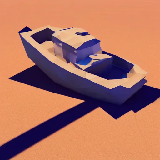 Prompt: boat in the dessert, jewls rewards everywhere on the sky, low poly