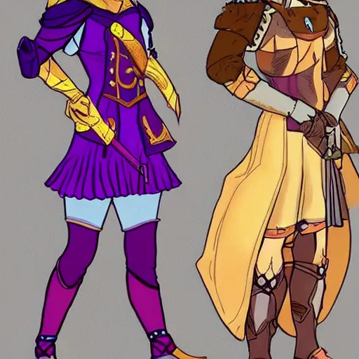 Prompt: Alicia is an honorable Princess Knights. She has straight blonde hair, purple eyes and platinum armor. Alicia has a tiny blue skirt that's mere decoration, and some brown leggings.