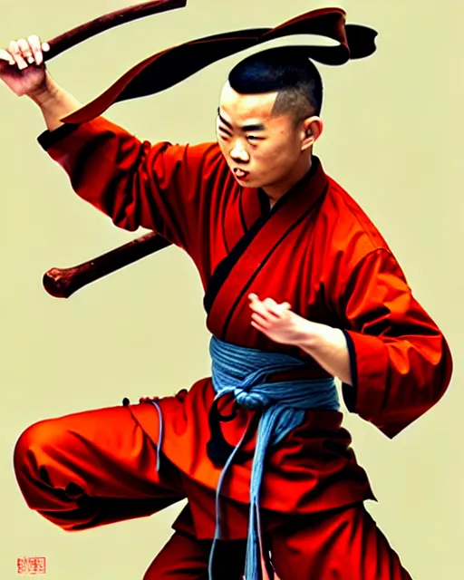 Image similar to richly detailed color illustration of a shaolin-lawyer-accountant-kung-fu illustrated by Artgerm and Timothy Kong . 3D shadowing