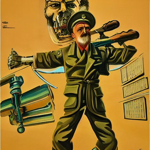 Prompt: a detailed and complex, highly detailed, concept art, soviet propaganda poster depicting a software developer. painting by irakli toidze