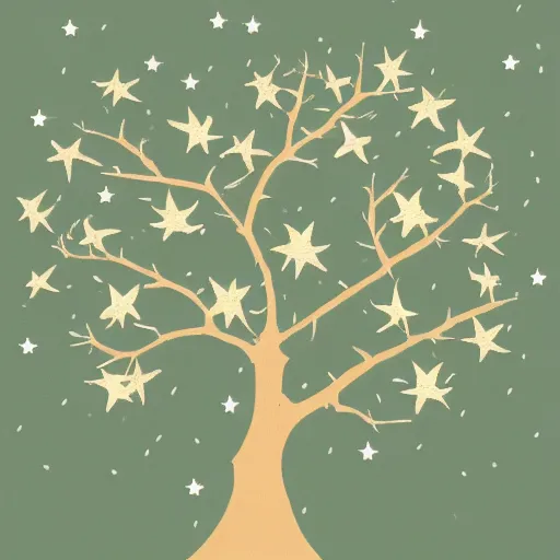 Image similar to a beautiful tree wit stars for leaves at night